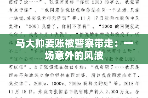 马大帅要账被警察带走：一场意外的风波